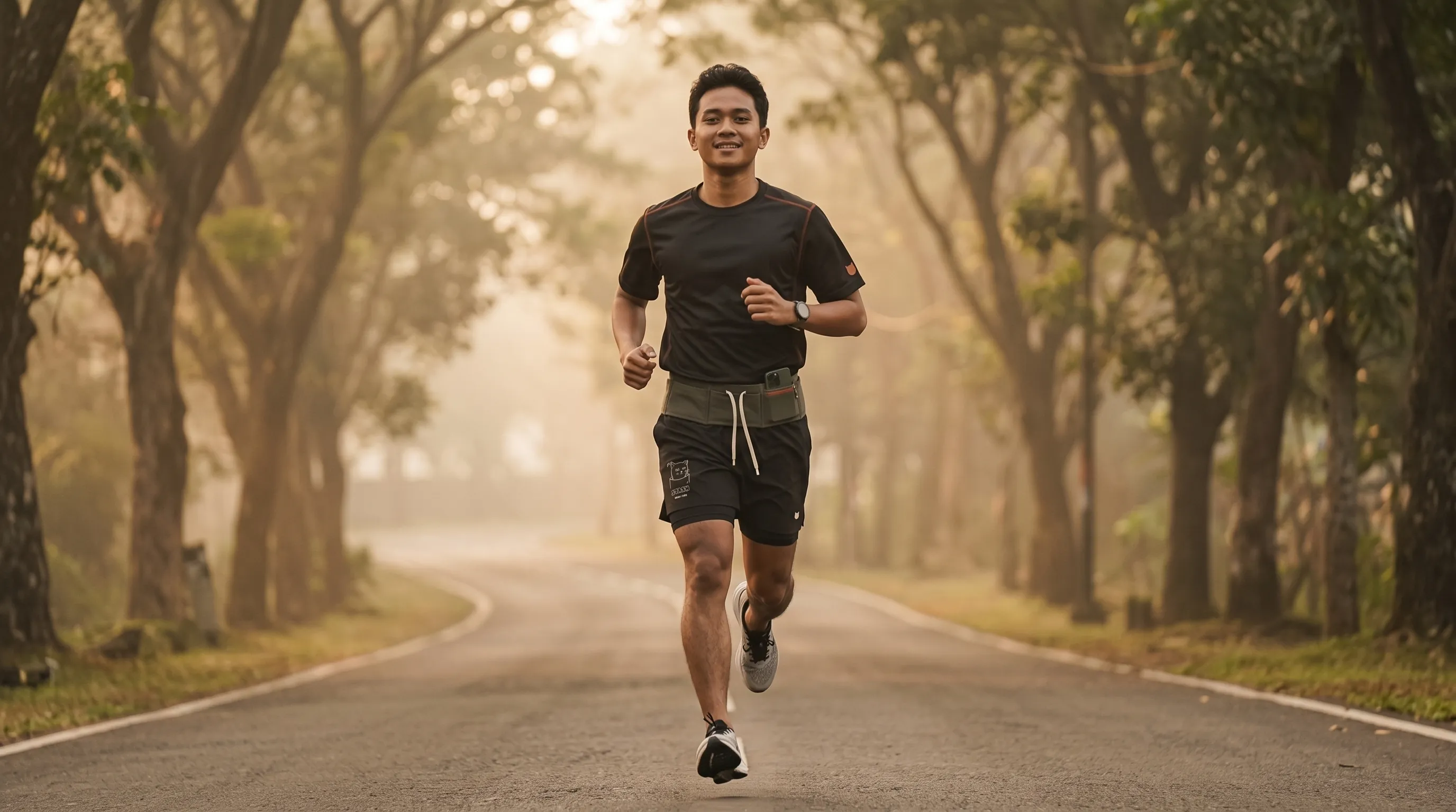 Pelari dari depan, jersey ZOOMIES dan belt shorts STASH